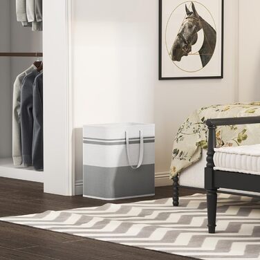 Кошик для білизни Lifewit з 2 предметів 60 л Мішок для білизни, Ящик для білизни Контейнер для білизни Збірник білизни Комод для білизни Кошики для білизни для квартири, гуртожитку, Караван Пральня, сірий і білий 2 x 60 л