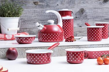 Чайник-флейта Plus, CLASSIC - КОЛІР діаметр 18 см, висота 21,7 см, ємність 2 літри, емаль, 3-кратна емальована, /чорна, індукційна (2 літри, червоний/білий), 0543-020