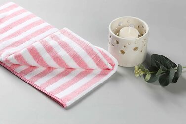 Набір з 8 кухонних рушників з мікрофібри, супервбираючих, мяких і товстих кухонних рушників, в клітинку з петлями для підвішування, 65 х 45 см, (рожевий)