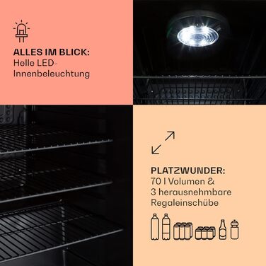 Міні-холодильник зі скляними дверцятами 70 л кремовий Klarstein