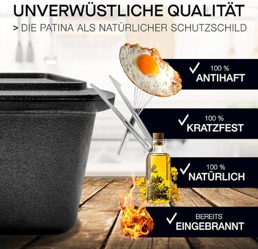 Форма для випікання хліба besok з кришкою, включаючи буклет з рецептами - чавунна форма для випікання 28 см аксесуари для випікання хліба - хліб, форма для випікання тостів, форма для хліба, каструля, квадратна форма для випічки (набір для випікання хліба