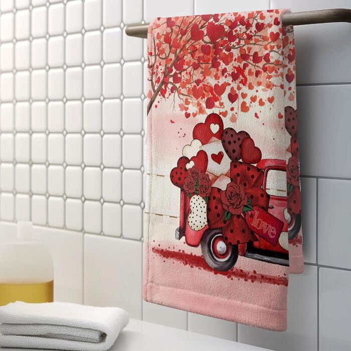 Різдвяні кухонні рушники Kwlegh, рушник для рук, різдвяна ялинка, цукерка-тростина, сніжинка, рушник для пальців, набір з 2 шт. , милий чоловічий банний рушник, високопоглинаючі рушники, 36 x (серце-ялинка-вантажівка)