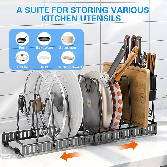 Підставки для посуду з 14 регульованими відділенями чорний ZLPBAO