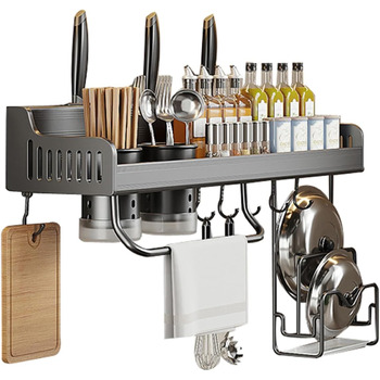 Настінний органайзер для кухонного приладдя 40 см сірий GAROEN