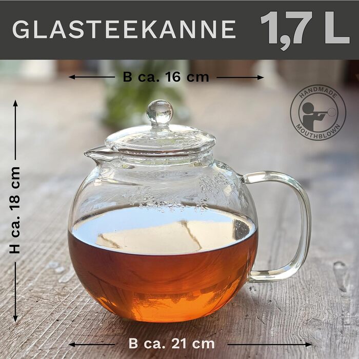 Скляний заварювальний чайник 1,7 л із вбудованим ситечком Creano