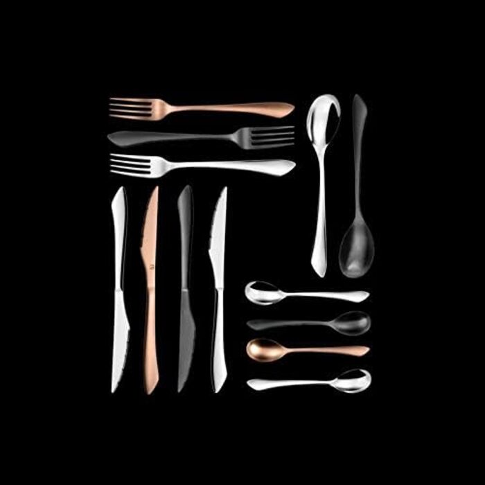 Набор столовых приборов на 4 персоны Столовые приборы с PVD-покрытием матовые в винтажном стиле Набор столовых приборов на 4 персоны нержавеющая сталь 18/0 матовый 4 шт. столовая вилка, столовый нож, столовая ложка и чайная ложка (нержавеющая сталь, 24 шт