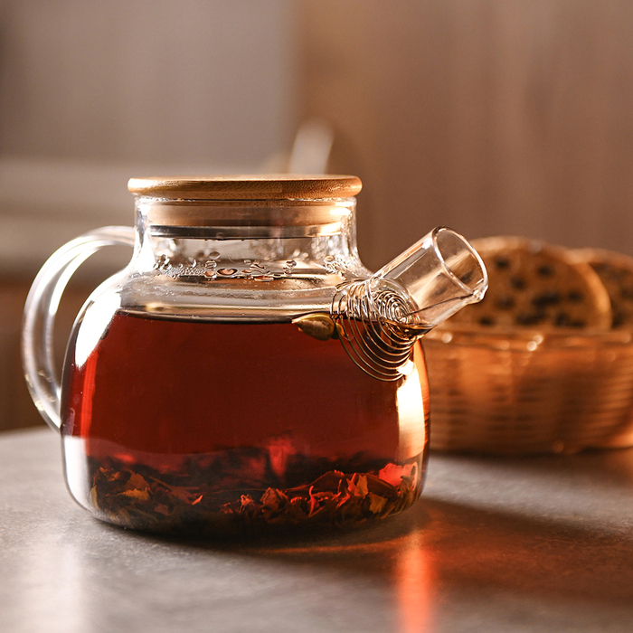 Заварник Ardesto Gemini 600мл, боросиликатное стекло, бамбук, прозрачный