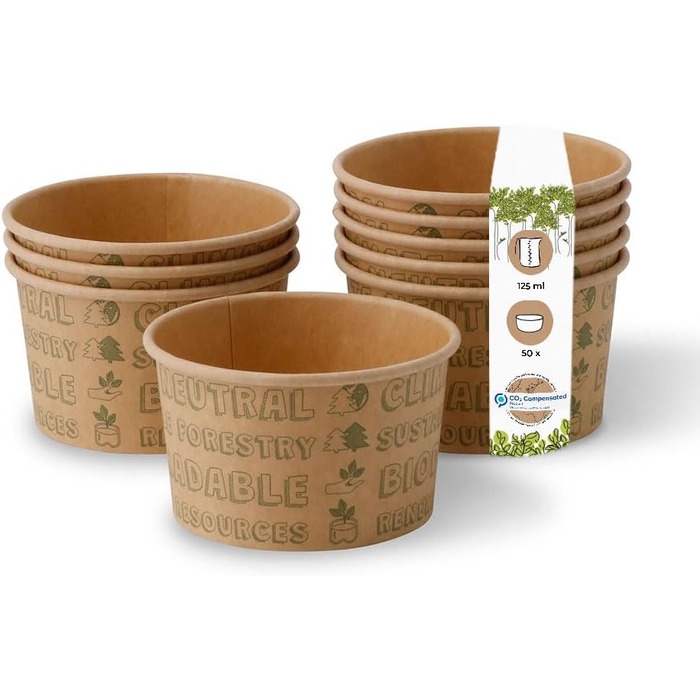 Набір паперові стаканчики для морозива 50 шт. 125 мл BIOZOYG