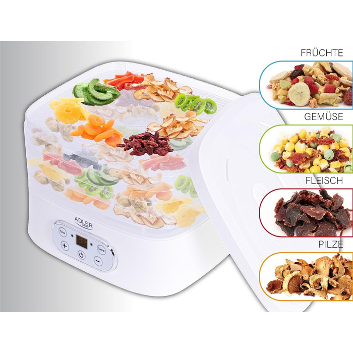 Дегідратор на 5 полиць 550 Вт, білий ADLER
