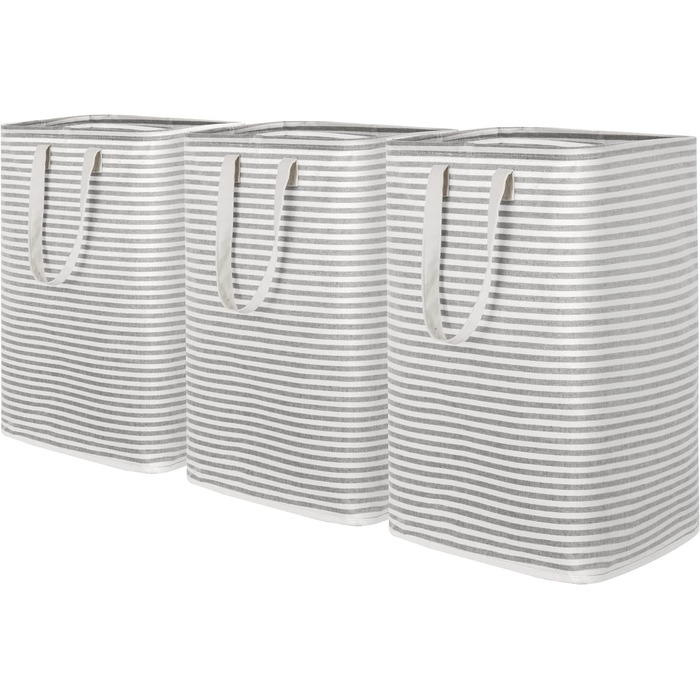 Органайзер для високого кошика для білизни Lifewit з подовженою ручкою, складний збірник білизни Кошик для зберігання білизни, портативний сортувальник білизни для білизни, одягу, ковдр, подушок, кошиків для білизни, (3 x 75 л, сірий)