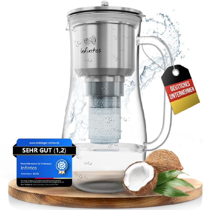 Стеклянный графин для фильтрации воды 1,5 л INFINTOS