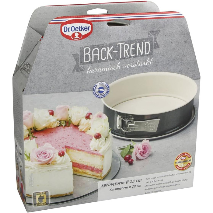 Сковорода Dr. Oetker Springform Ø 28 см BACK-TREND, форма для торта з плоским дном, кругла сталева форма для випічки з армованим керамікою антипригарним покриттям (колір кремовий/антрацитовий), кількість Одинарний