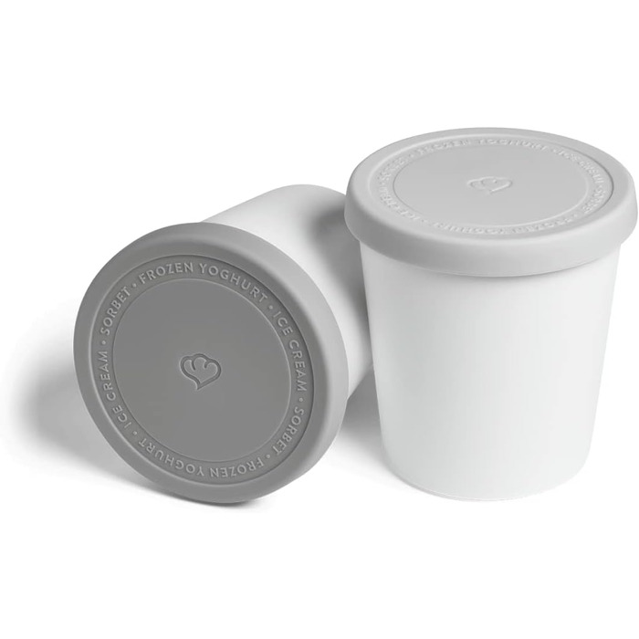 Набір з 2 контейнерів для морозива 1 л, контейнери для зберігання, морозильні банки, контейнери для льоду без бісфенолу А в харчовому класі (сірий)