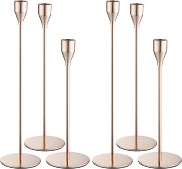 Елементний металевий свічник, 33/28/23 см, тривимірний свічник-конус, елегантний свічник-конус у ретро-стилі для весіль, вечерь при свічках, вечірок, днів народження, домашнього декору (золотистий), 6-