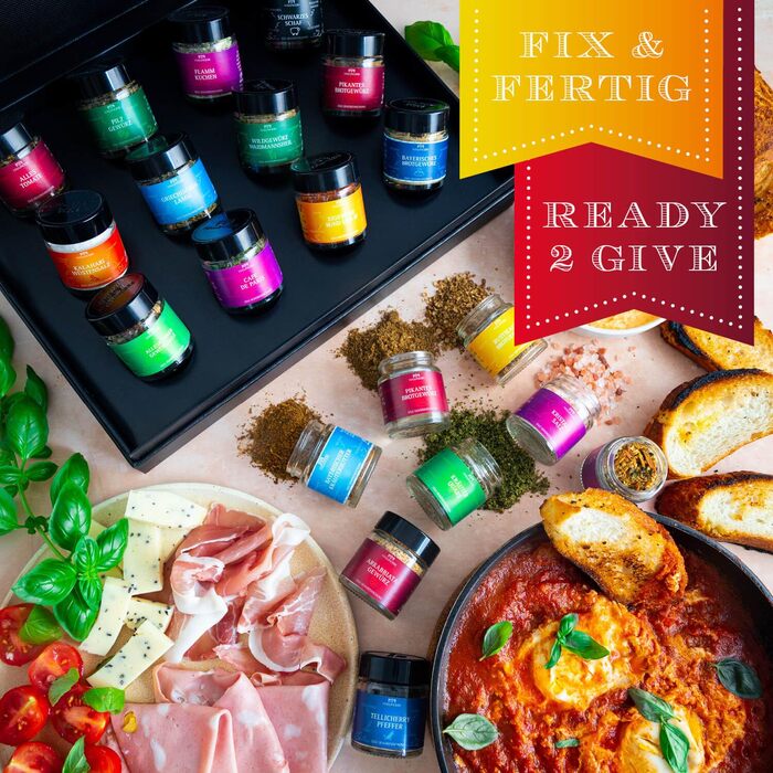 Класичний набір спецій Hallingers - 1 - Подарунковий набір спецій ручної роботи, 12 спецій з усього світу (Набір) - Літній подарунок та ідеальний подарунок для барбекю Подарунок для нової домівки &quotВітання та дружба&quot Класичні спеції., 12 спецій (73