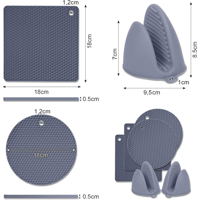 Набір силіконових підставок 6 предметів світло-сірий Pantelej