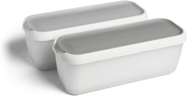 Набір з 2 контейнерів для морозива для морозива 1 л, контейнери для зберігання, контейнери для морозильної камери, контейнери для льоду без бісфенолу А харчового класу (сірий порційний контейнер)