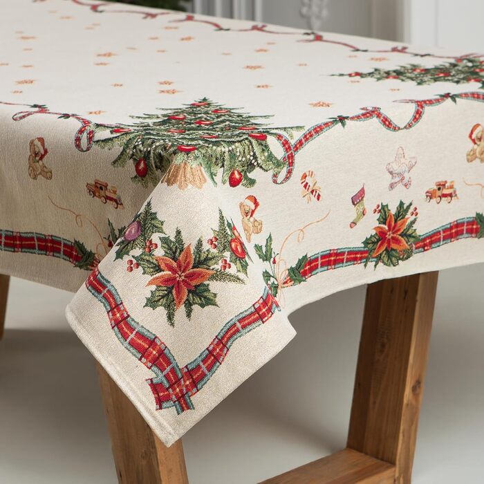 Дім різдвяної гобеленової різдвяної скатертини Скатертина на Різдво та Новий рік (Ялинка (Іскриста), 140x260 см)