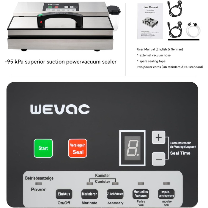 Вакуумний пакувальник з нержавіючої сталі 16 л/хв Wevac