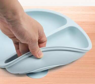 Набір дитячого посуду із силікону 9 предметів, сірий Hoidokly