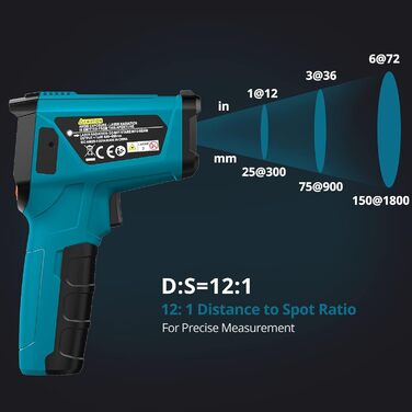 Інфрачервоний термометр від 50C до 800C Tilswall