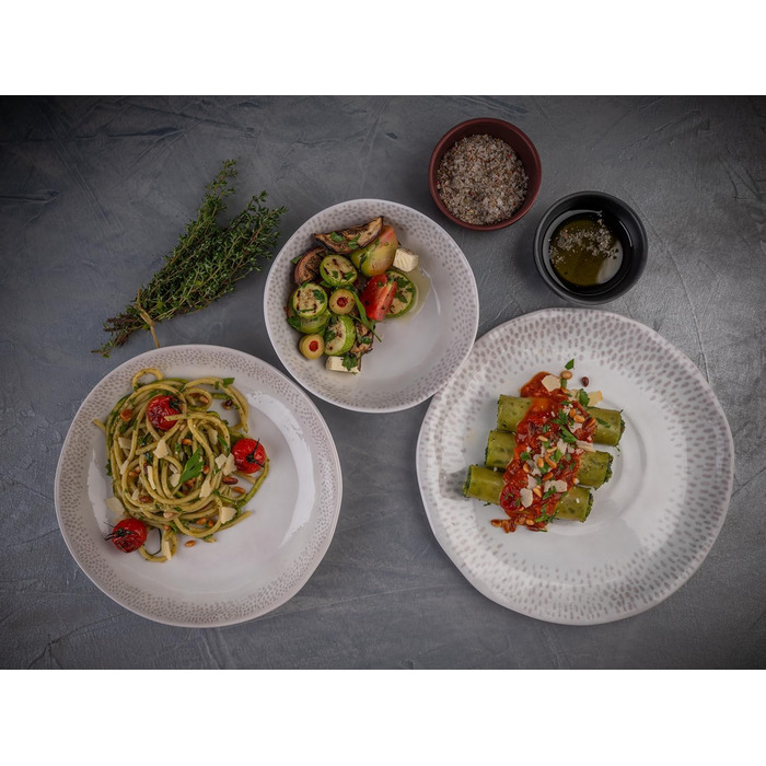 Тарілка меламінова глибока 24 см біло-сіра FOOTMARK APS