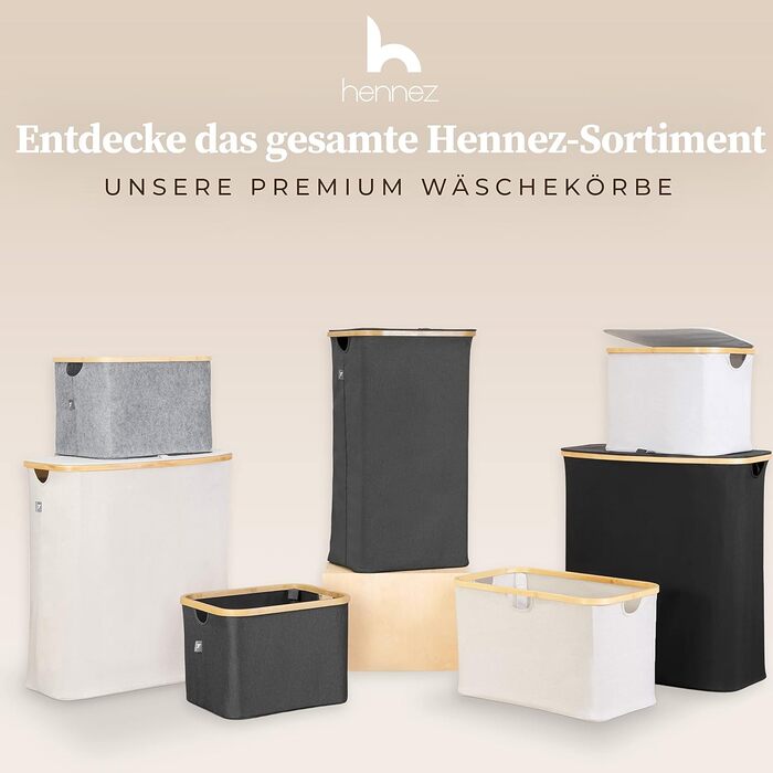 Ящик для білизни Hennez 150 л - Кошик для білизни 3 відділення - з кришкою - Сортувальник білизни з мішком для білизни - Кошики для білизни - Чорний бамбук - Контейнер для білизни - Система сортування білизни - Збірник білизни 2) Чорний 150л
