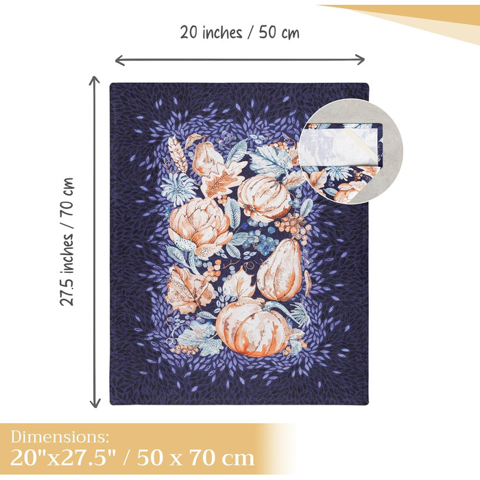 Набір з 3 багатоцільових кухонних рушників Maison d&39 Hermine Rural Christmas, 100 бавовна Барні рушники День подяки/Різдво (50 см x 70 см) (16 - Гарбузовий блакитний)