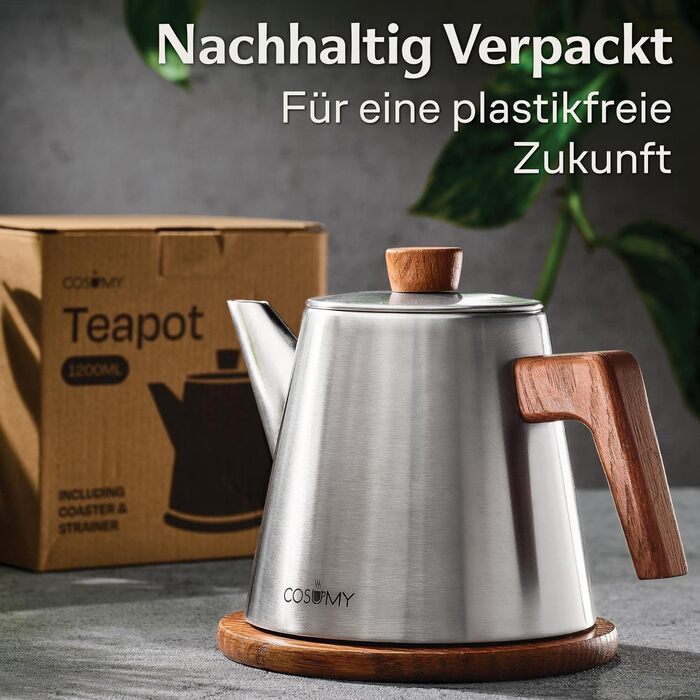 Чайник заварювальний 1,2 л з фільтром для чаю та підставкою Cosumy