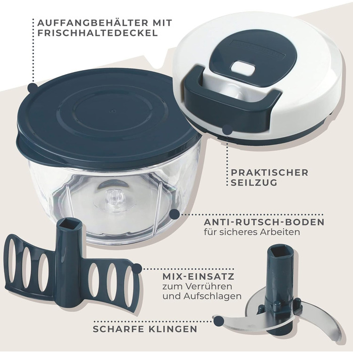 Мульти-подрібнювач зі шківом, прозорий контейнер для збирання продуктів з кришкою Fackelmann