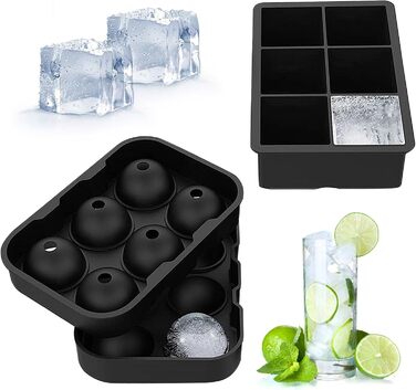 Силіконовий форма для кубиків льоду 2 шт з 6 відділеннями чорний OVBOVA