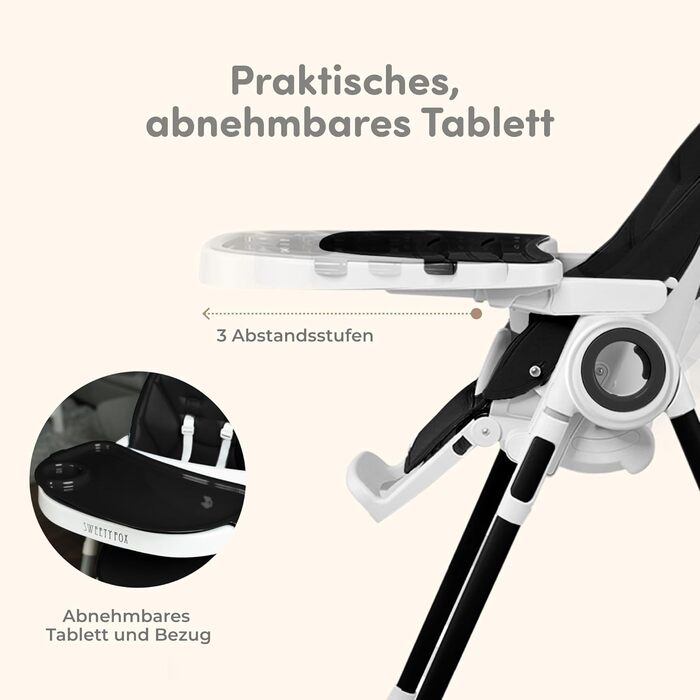 Дитячий стільчик для годування від 6 місяців чорний Sweety Fox