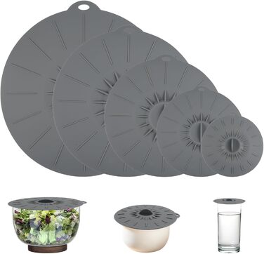 Набор силиконовых крышек 5 шт серый Aether Aurora