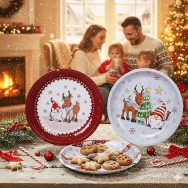 Банки для цукерок KAMACA 1,2 л Набір із 6 банок для цукерок з кришками Герметичний диспенсер для зберігання, придатний для миття в посудомийній машині, у вінтажному стилі для солодощів, кукурудзяних пластівців, печива та іншого (Набір із 3 різдвяних тісте