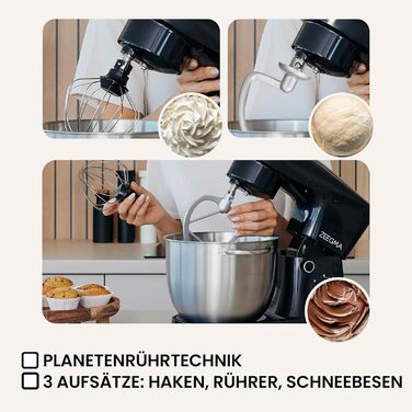 Кухонний комбайн-міксер 1500 Вт 5,2 л чорний Planeet Easy Zeegma