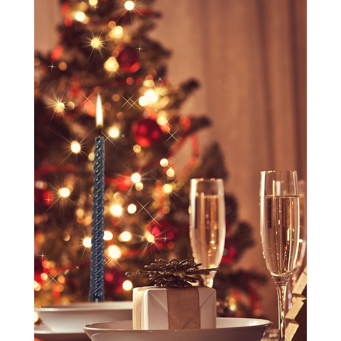 Набір з 4 конічних спіральних свічок 2 х 25,5 см, чорний Alederways