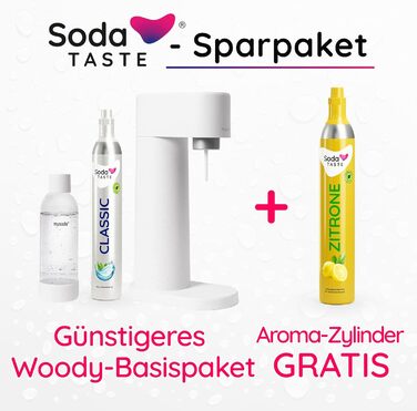 Набір для газування води, 4 предмети, класик + лимон, білий Mysoda Woody SodaTASTE