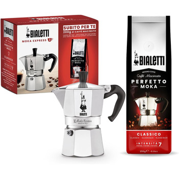 Кавоварка гейзерна 270 мл на 6 чашок з 250 г кави Moka Express Bialetti