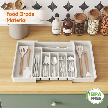 Органайзер для столових приборів 57 х 38 см для шухляд, 9 відділень, білий Lifewit