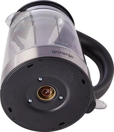 Gorenje Электрочайник 1.7л, 2,200 Вт, strix контроль, стекло, черный