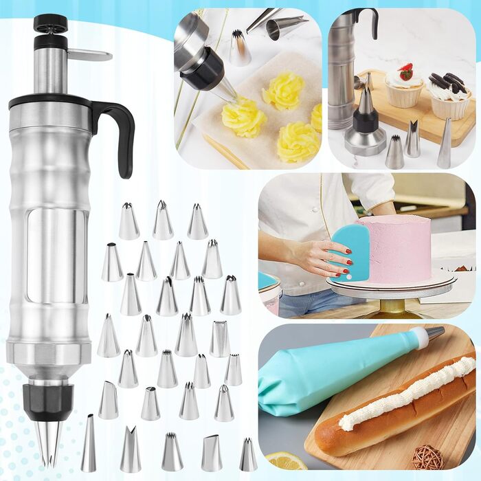 Шприц кондитерський з насадками для декору тортів і кексів, чорний Erzekrim