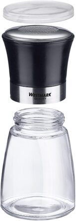 Дисплей Westmark, Вміст 6 дозаторів, Ємність 190 мл кожен, Скло/Нержавіюча сталь/Пластик, Прозорий/Чорний/Сріблястий, 63592611 (Шейкери для цукрової пудри, , прозорі/чорні/сріблясті)