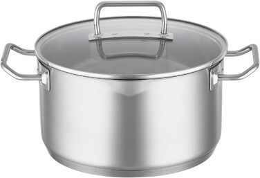 Форма для запікання RSLE EXPERTISO, універсальна ємність для приготування їжі з нержавіючої сталі 18/10, скляна кришка, внутрішня вага, підходить для індукційних плит, можна мити в посудомийній машині, срібляста (24 см, форма для запікання)