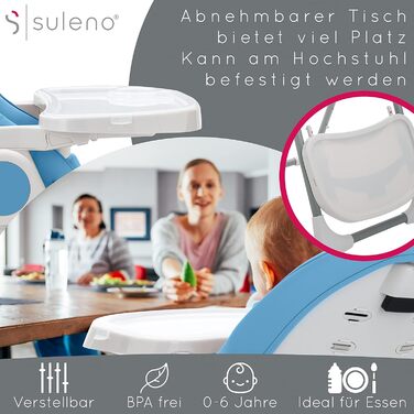 Дитячий стільчик для годування світло-блакитний Suleno