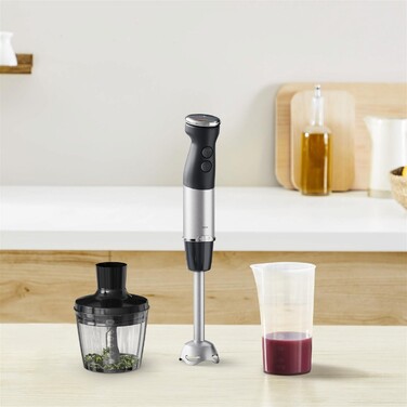 Tefal Блендер заглибний Quickchef+ 1000Вт, 2в1, чаша-800мл, чопер-500мл, турборежим, сріблясто-чорний