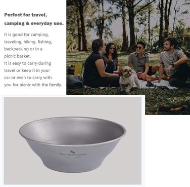 Безграничное путешествие Титановая пластина Тарелка Посуда для кемпинга на открытом воздухе Чаша на открытом воздухе Титановая посуда и приборы Измерительный набор для рюкзака для кемпинга (Ti15164B-U)