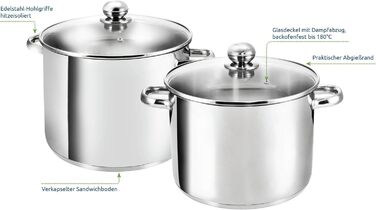 Індукційна каструля Kopf XXL Gigant, Ø 28 см, висота 21 см, нержавіюча сталь (9 літрів)