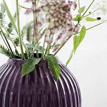 Порцелянова ваза Khler Hammershoi з канавками, сучасна ваза, кругла, цибулинна, ваза для квітів у скандинавському дизайні, 13 см (12,5 см, слива)