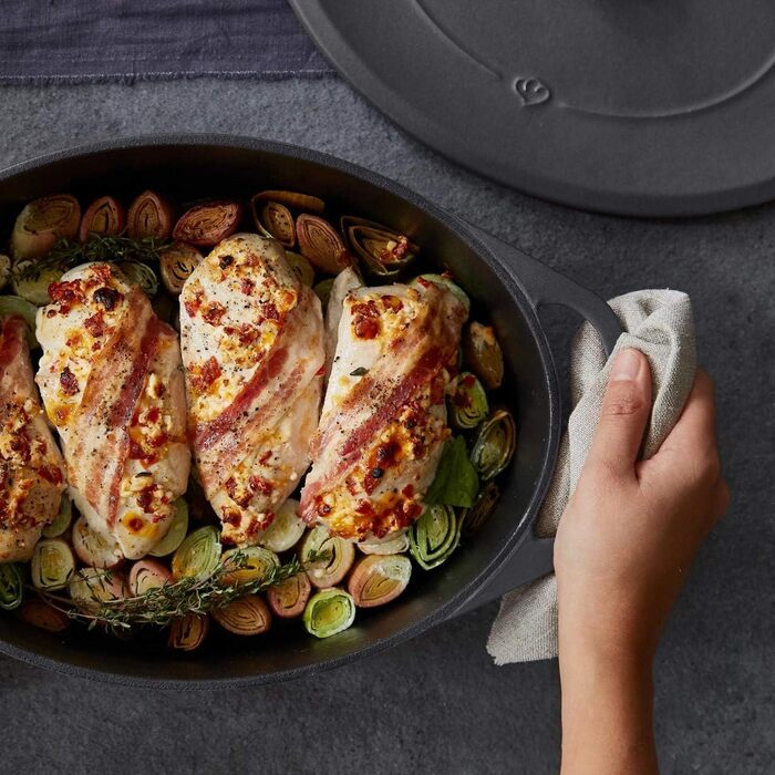 Кокотниця з кришкою 33 см овальна, сірий Springlane Kitchen