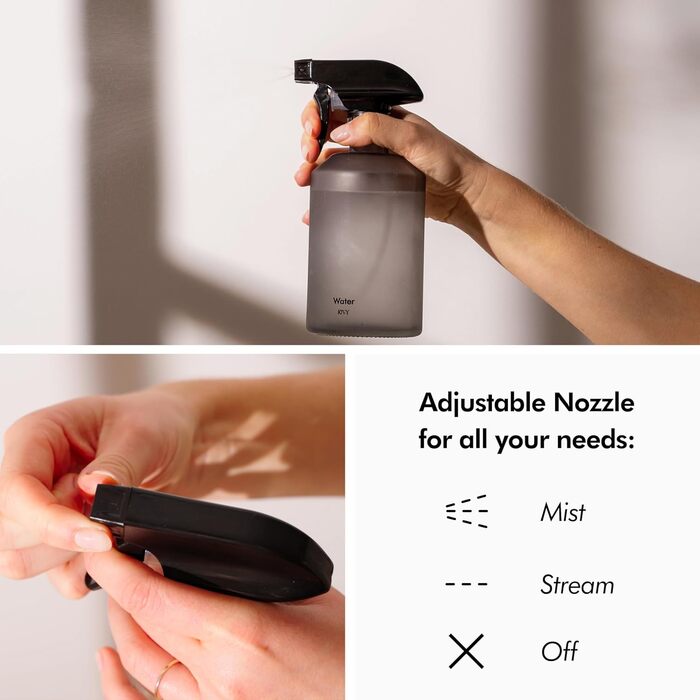 Розпилювач скляний 500 мл чорний, набір 2 предмети, KIVY